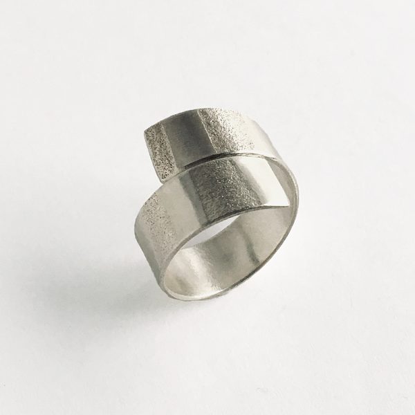Tidal Ring, sterling silver textured spiral. Jane Pellicciotto