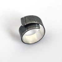 Tidal Ring. Striped sand paper texture on sterling silver. Adjustable. Jane Pellicciotto