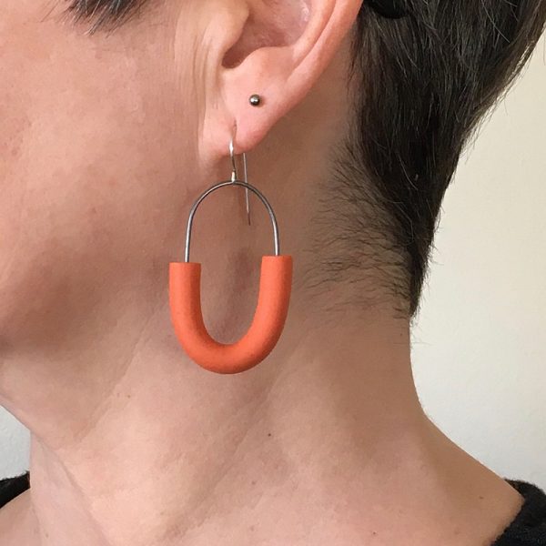 Arcata Short Hoop Earrings. Polymer clay and sterling silver. Jane Pellicciotto