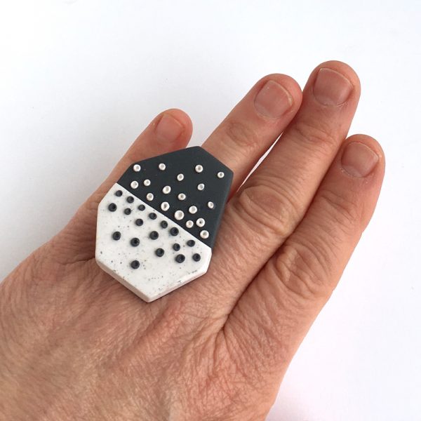 Ombré Dot Ring, polymer clay. Jane Pellicciotto