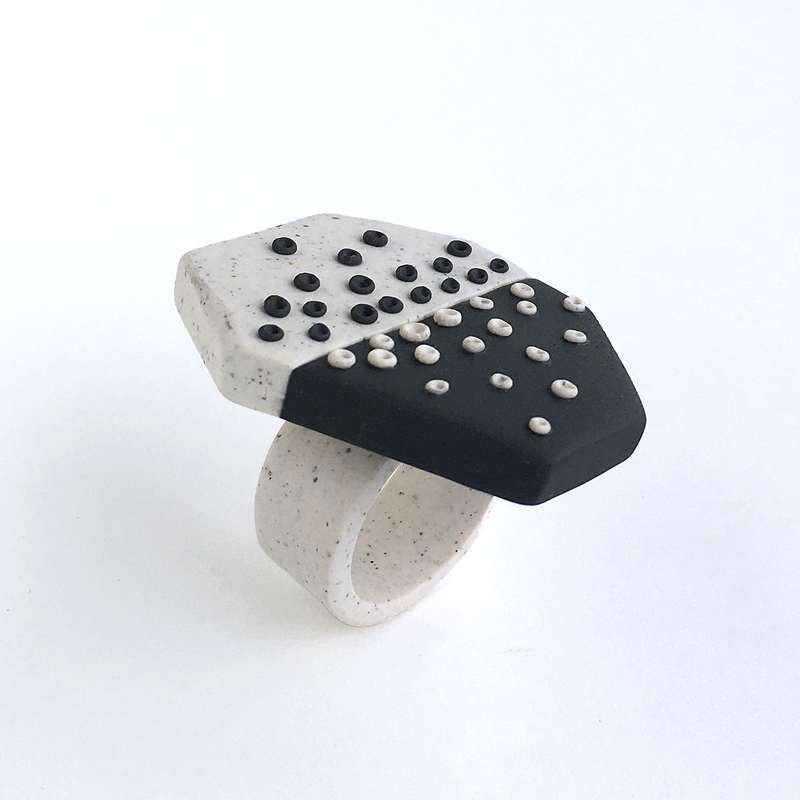 Ombré Dot Ring, polymer clay. Jane Pellicciotto