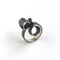 Overlapping tube dangle ring. Sterling silver. Jane Pellicciotto