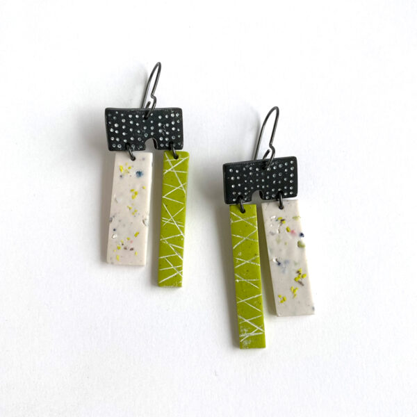 Two-bar textured polymer clay earrings. Jane Pellicciotto