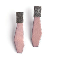 Pale pink enamel and sterling silver post earrings. Jane Pellicciotto