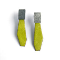 Lime green enamel and sterling silver post earrings. Jane Pellicciotto