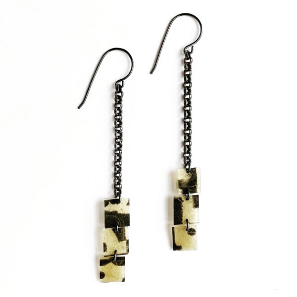 Sterling silver and polymer shoulder duster earrings. Jane Pellicciotto