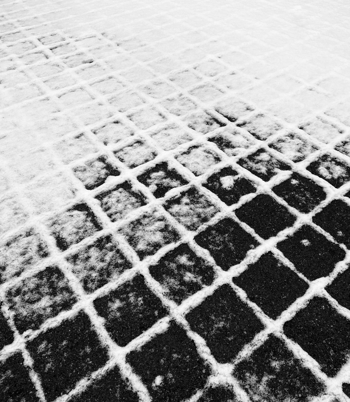 Snow-covered cobblestones. Jane Pellicciotto