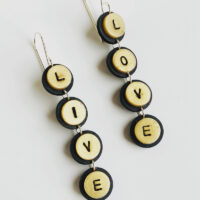 Live Love polymer clay and silver earrings. Jane Pellicciotto