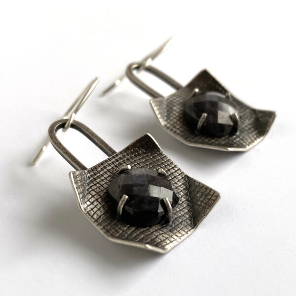 Brown sapphire and sterling silver earrings. Jane Pellicciotto