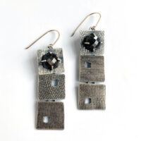 Sterling silver tile earrings with brown sapphire. Jane Pellicciotto