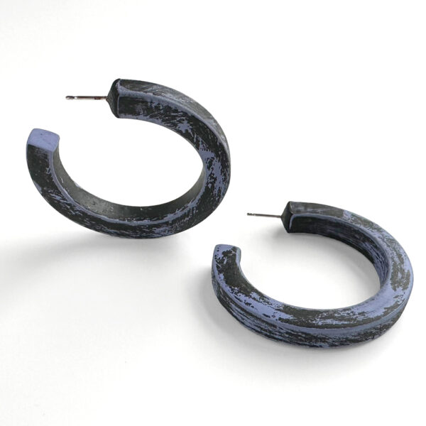 Weathered polymer clay hoop earrings. Jane Pellicciotto