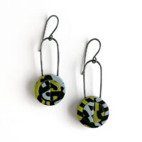 Polymer clay type collage drop earrings. Jane Pellicciotto